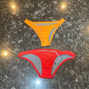 Jolyn Bikini Swim Suit Bottom Lot Of 2 Red Orange Womens Size Medium